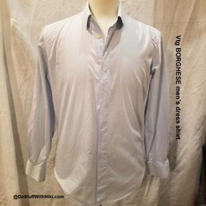 Vtg BORGHESE Italy men's dress shirt lgt blue